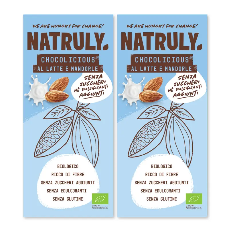 Pack CHOCOLICIOUS AL LATTE E MANDORLE  BIO  |  2 x 85g