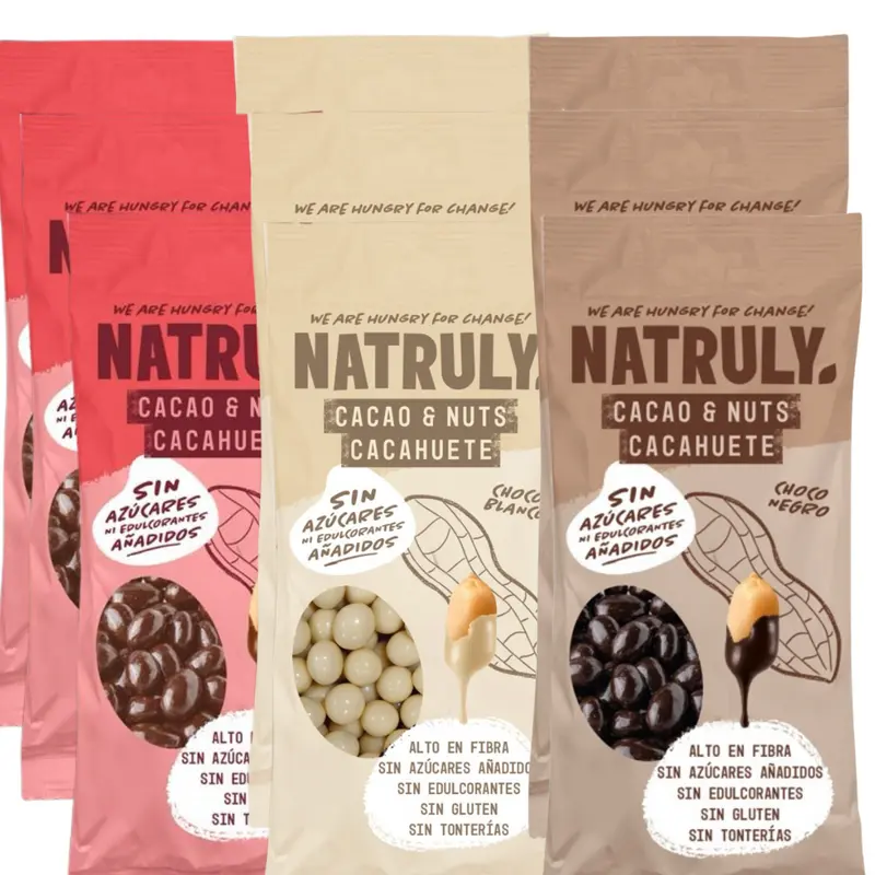 Pack Mix Cacao & Nuts Chocolate Negro, Con Leche y Blanco | 9 x 50g