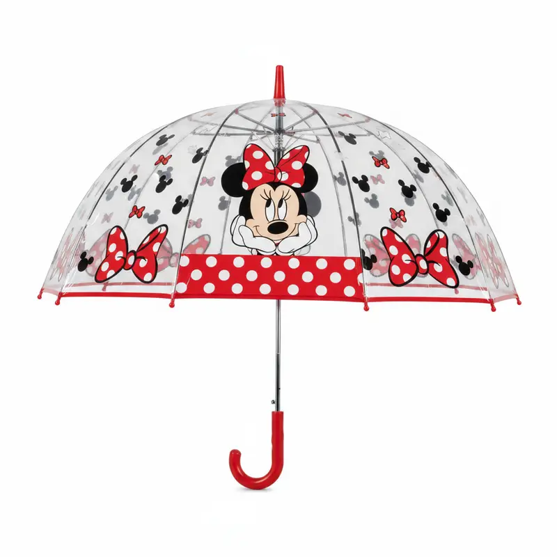 Paraguas automático de Minnie Mouse rojo campana