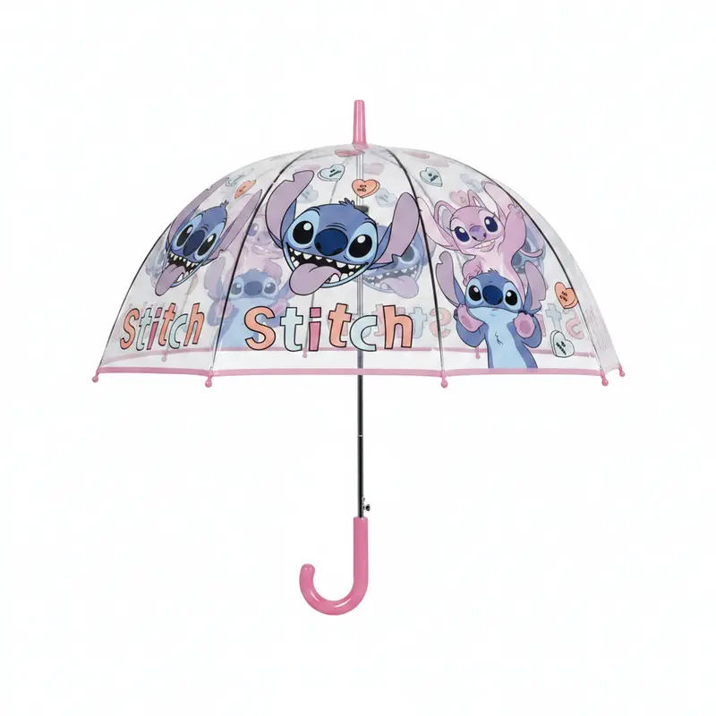 Paraguas automático Stitch rosa transparente campana