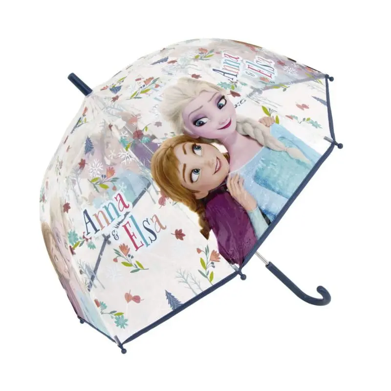 Paraguas infantil manual campana 67cm diámetro Frozen Anna y Elsa mango azul oscuro