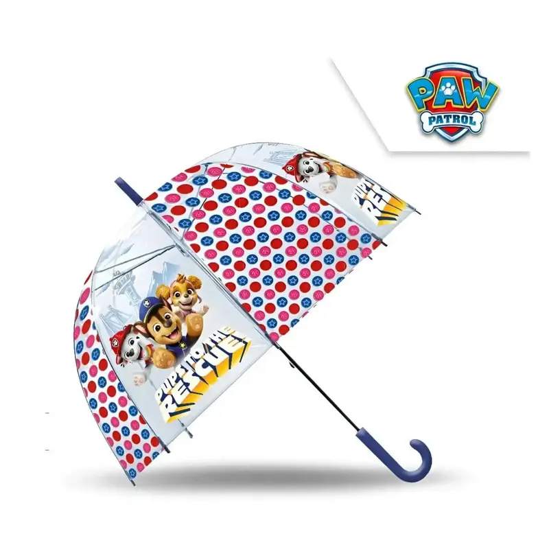 Paraguas infantil manual PATRULLA CANINA campana 46cm transparente