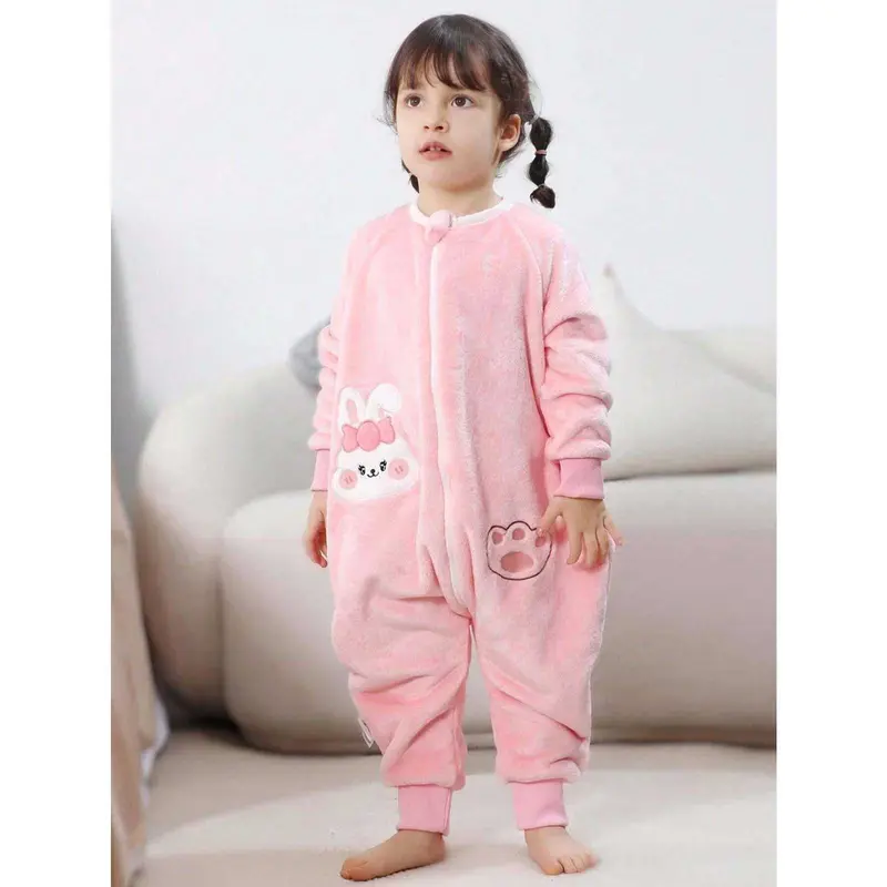 Pijama para Bebé y Niños con Pies, Saco de Dormir de Tela Suave y Manga Larga, Ideal para Invierno, Estampados Divertidos Rosa