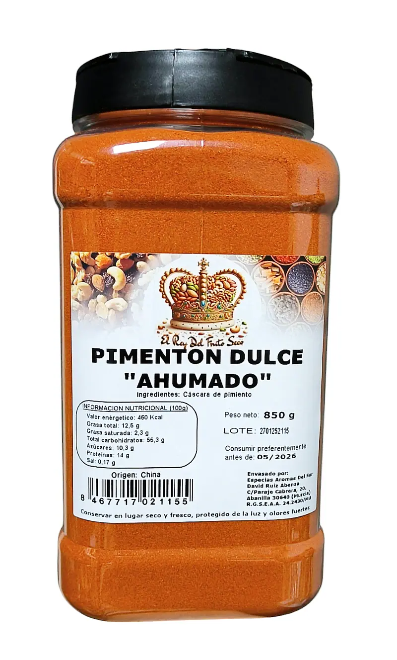 Pimenton Dulce Ahumado 850 gr