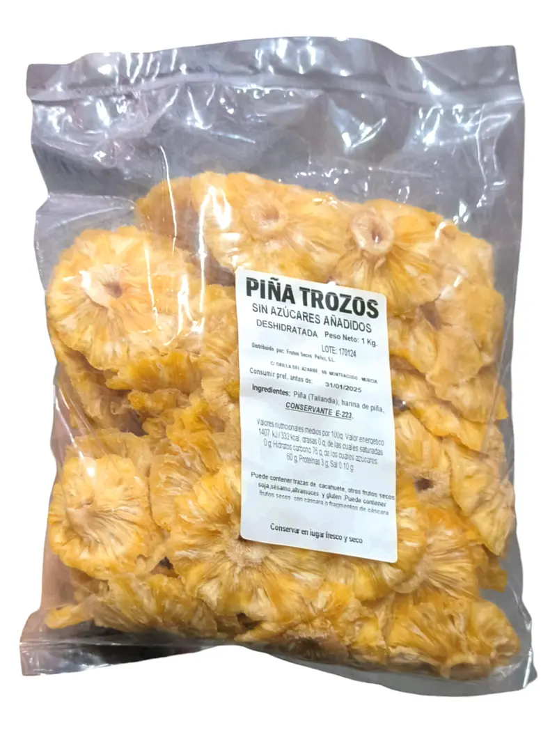Piña Deshidratada Trozos Sin Azucar añadida 1 Kg