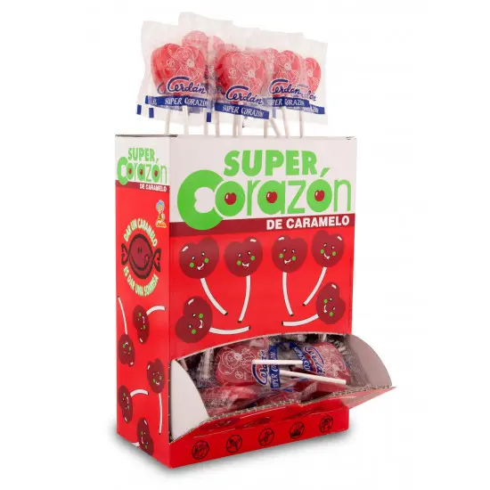 Piruleta Super Corazón Cereza CERDÁN 80 Unidades
