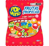 Pirulito c/chiclete Pop Mania Frutas Tropicais Sams 500g