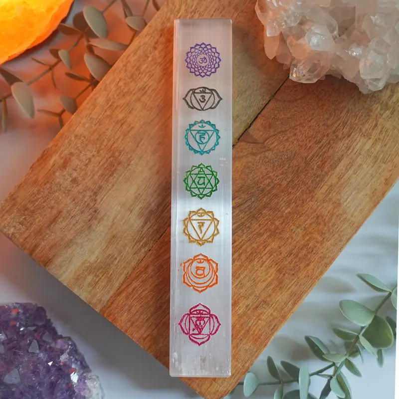 Placa de Selenita Chakras | Limpieza energética y atmósfera pacífica