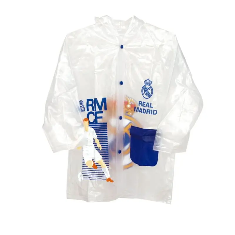 Poncho chubasquero impermeable del Real Madrid CF con capucha talla 4
