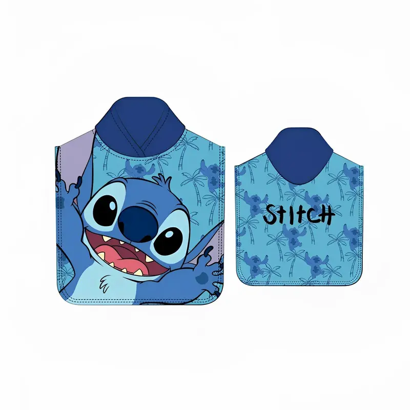 Poncho Playa Piscina Stitch Azul 55x110cm infantil de microfibra para niños Oficial