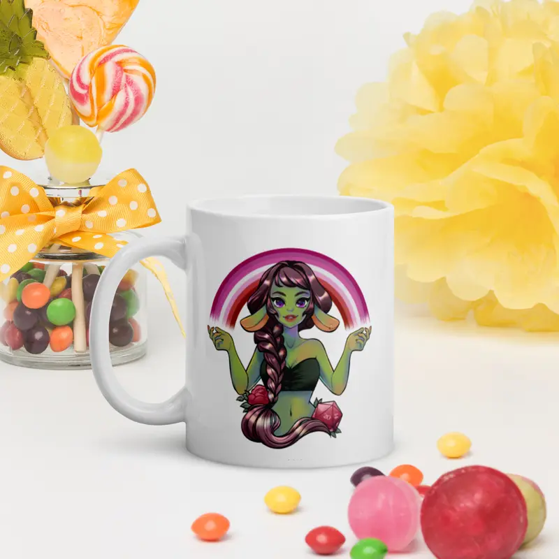 Pride Goblin - Lesbian - Weiße, glänzende Tasse