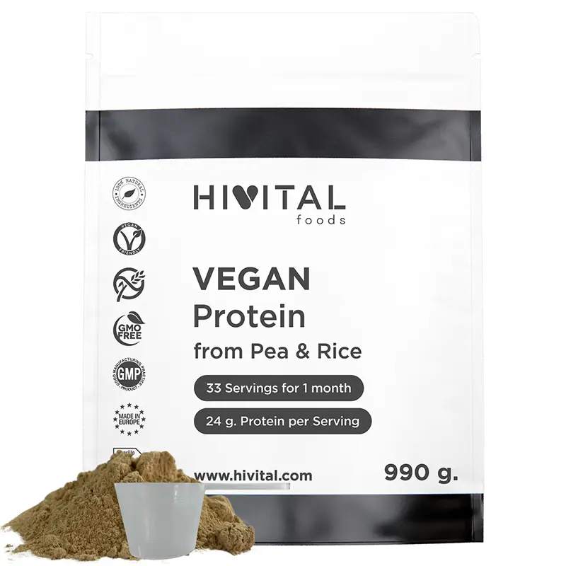 Proteína Vegana de Guisante y Arroz | 1 Kg | Alta Calidad, Sin Lactosa, Sin Azúcares Añadidos