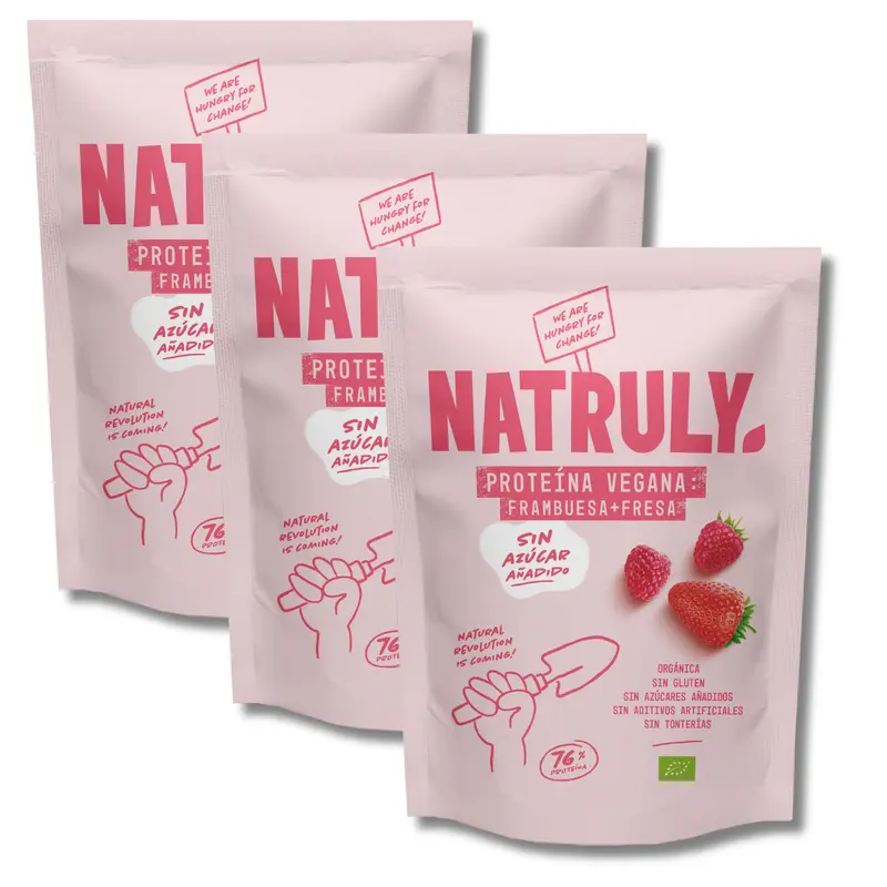Proteína Vegana - Frambuesa y Fresa Pack 3 | BIO |  3 x 350g
