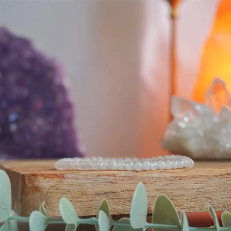 Pulsera Piedra Luna | Bolas 4mm | Energía femenina e intuición