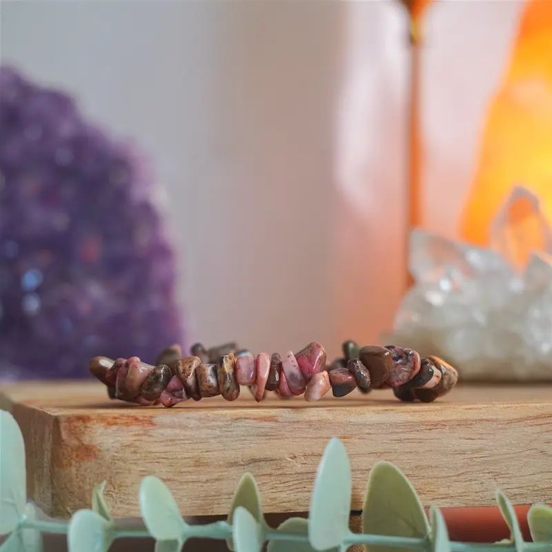 Pulsera Rodonita | Chips | Sanación emocional profunda