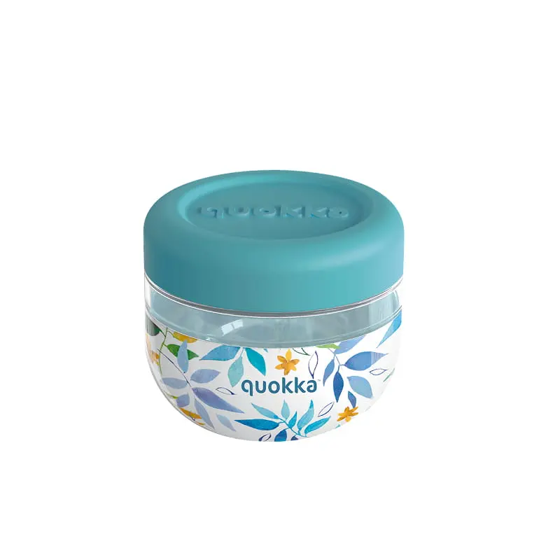 Recipiente de comida con funda de silicona QUOKKA bubble watercolor leaves 500ml
