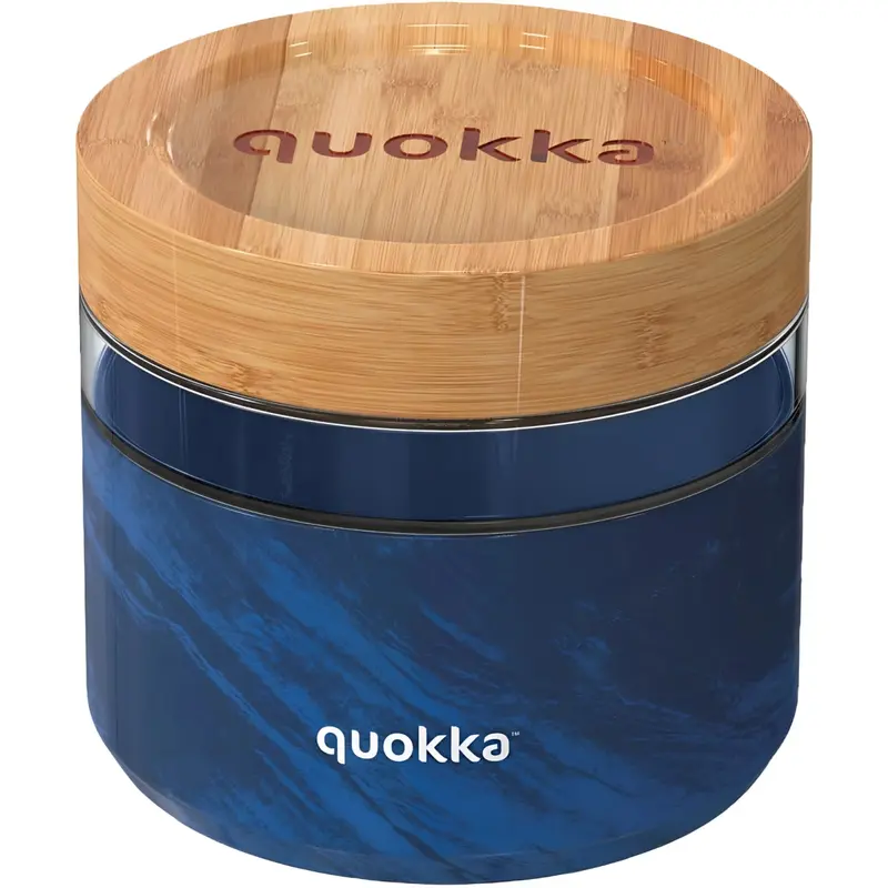 Recipiente de comida cristal con funda de silicona QUOKKA DELI WOOD GRAIN 820ML
