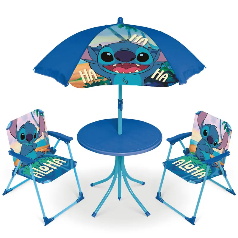 Set camping con mesa, dos sillas y sombrilla de Stitch de Disney