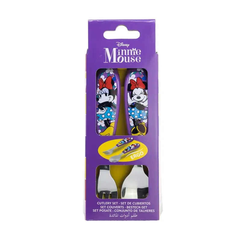 Set de 2 cubiertos metálicos Minnie Mouse Disney (cuchara y tenedor)