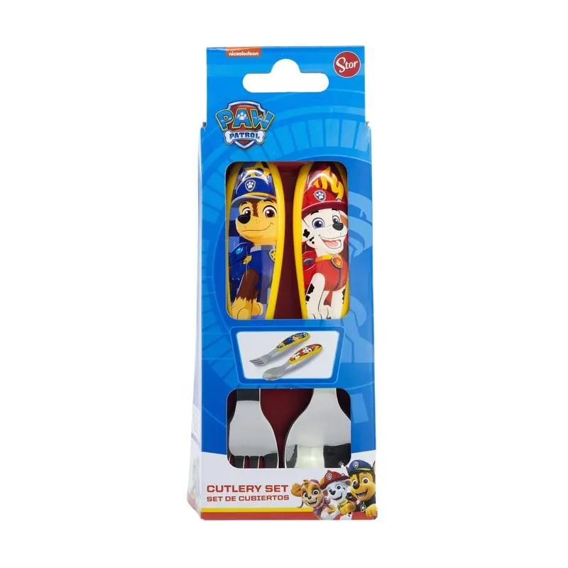 Set de 2 cubiertos metálicos Paw Patrol (cuchara y tenedor)