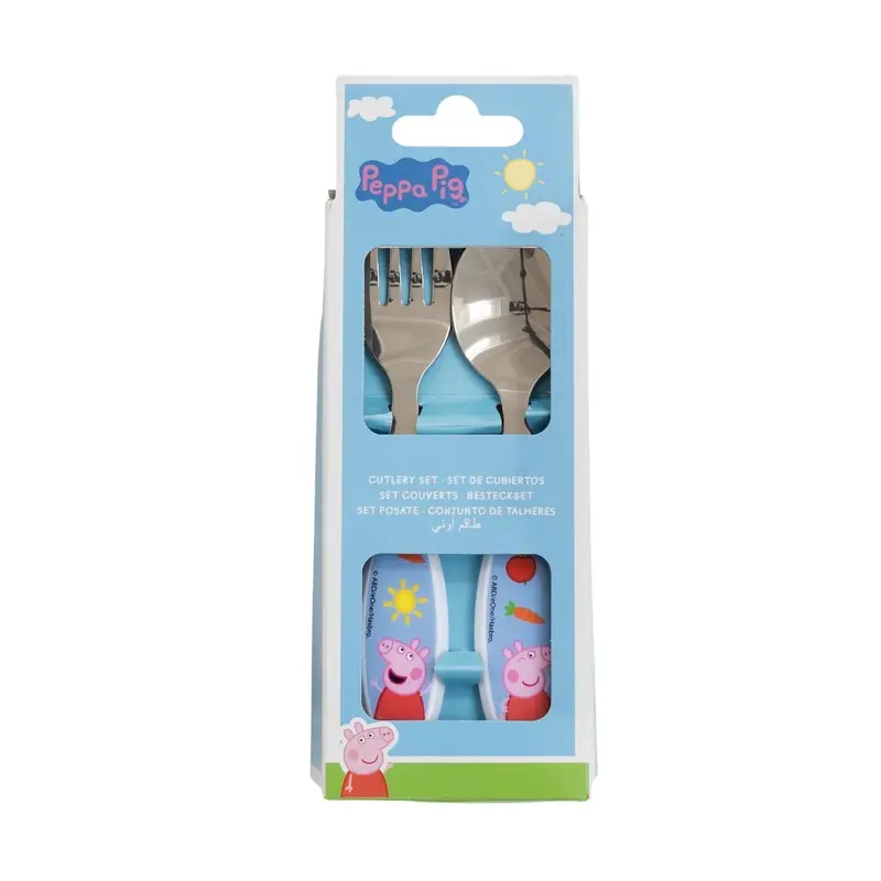 Set de 2 cubiertos metálicos Peppa Pig (cuchara y tenedor)