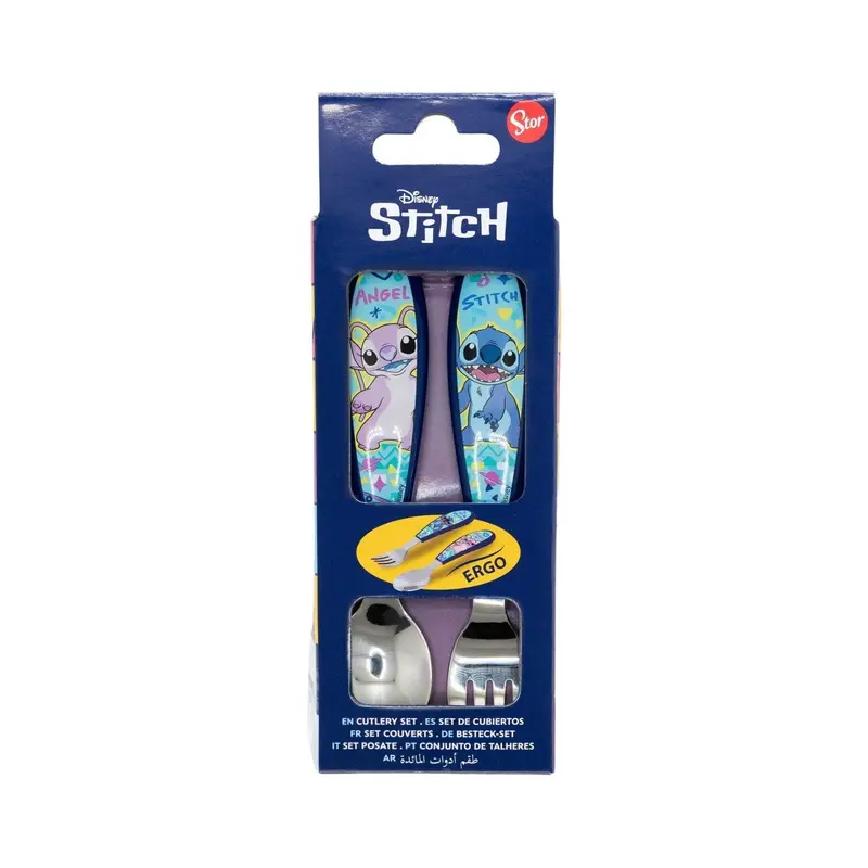 Set de 2 cubiertos metálicos Stitch Disney (cuchara y tenedor)