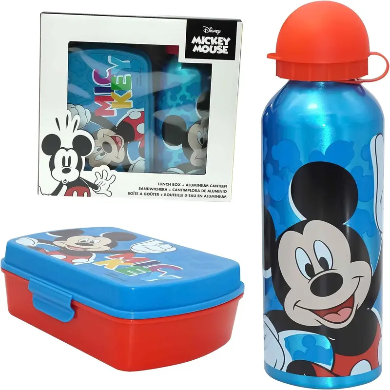 Set de cantimplora aluminio 500ml + Sandwichera Mickey Mouse