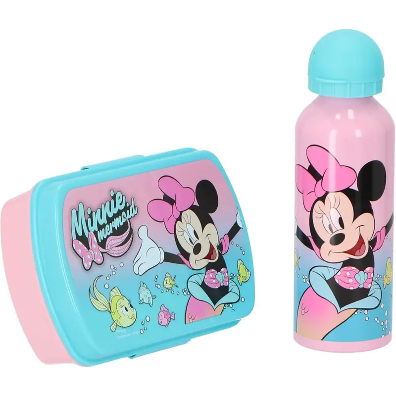 Set de cantimplora aluminio 500ml + Sandwichera Minnie Mouse