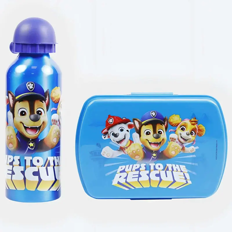 Set de cantimplora aluminio 500ml + Sandwichera Patrulla Canina