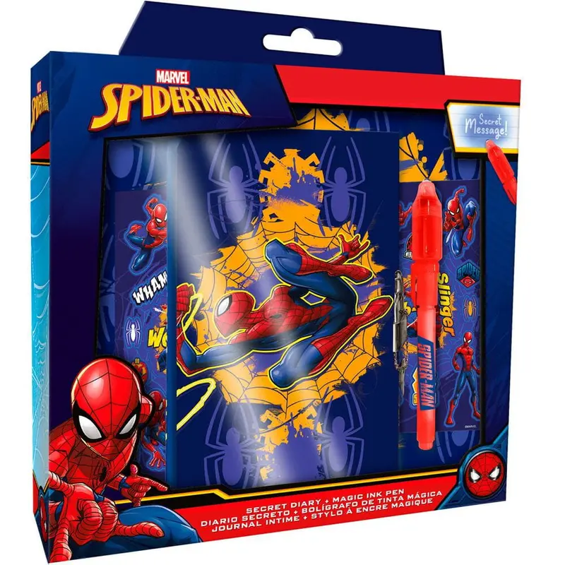 Set diario secreto y bolígrafo de tinta mágica SPIDERMAN