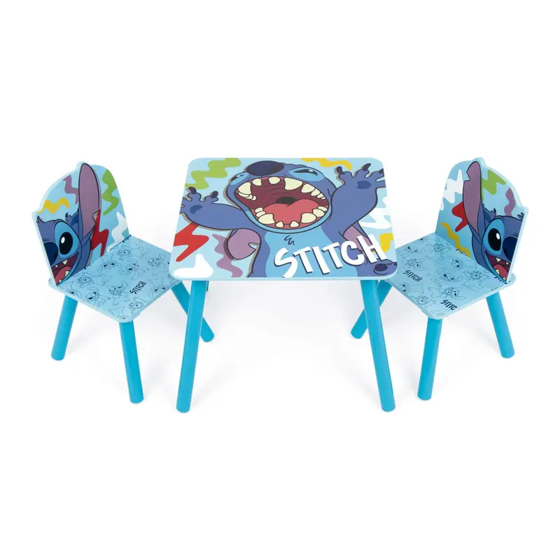 Set mesa y dos sillas infantiles Stitch Disney de madera para niños