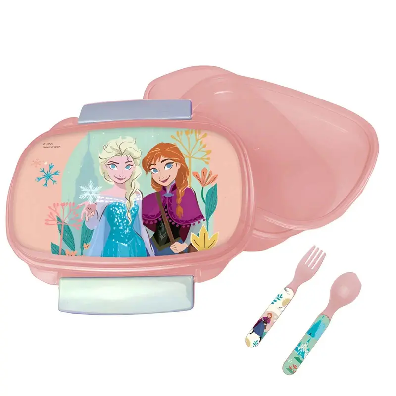 Set túper lonchera sandwichera con cubiertos Frozen