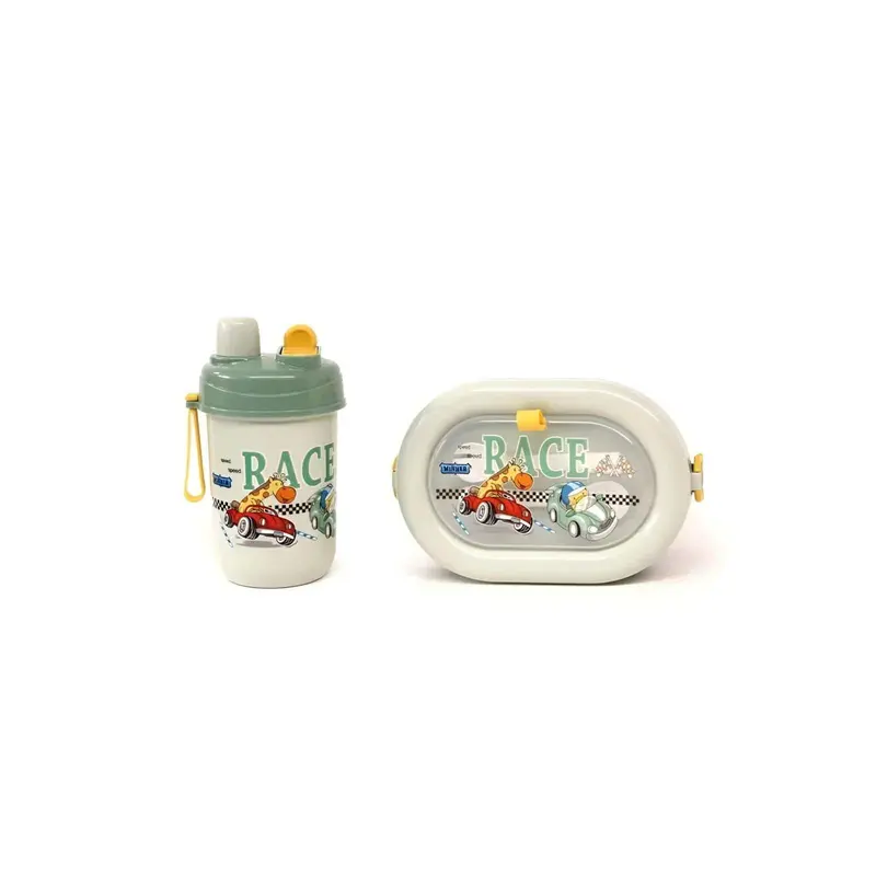 Set túper y vaso infantil para almuerzo y merienda Verde