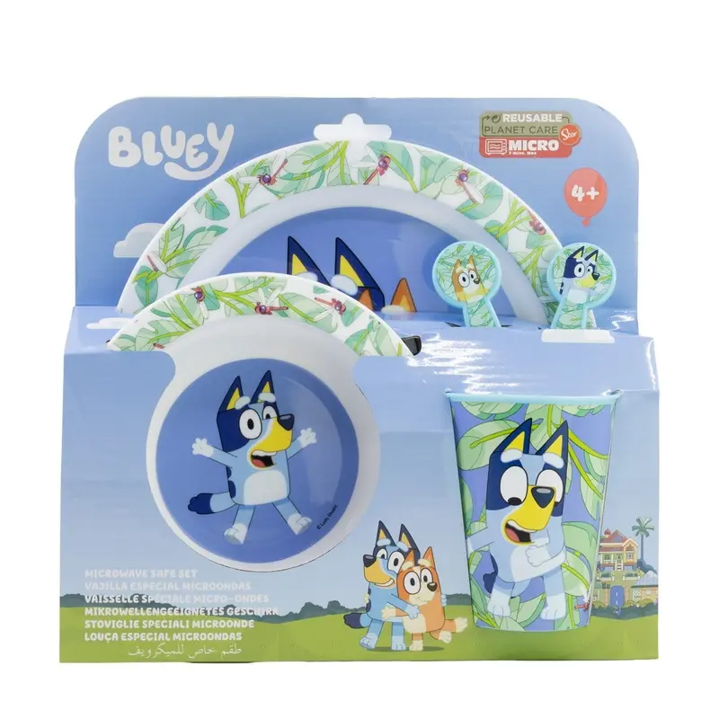 Set vajilla infantil micro Bluey y Bingo 5 piezas