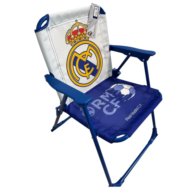 Silla Real Madrid plegable infantil para interior exterior playa piscina 38X32X53CM