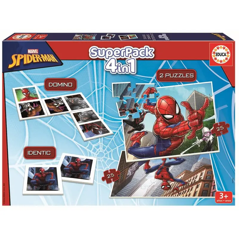 Superpack 4 en 1 Spiderman (Duos, Juego de asociación y 2 puzzles)