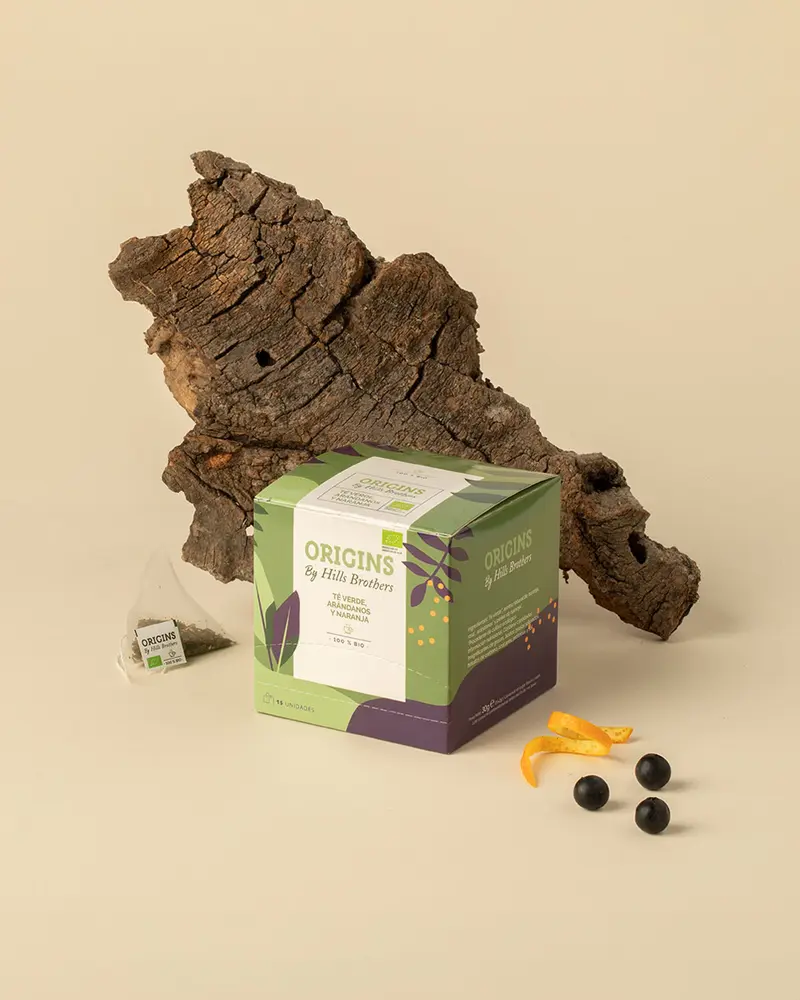 Té ecológico origins hills brothers verde arándano naranja 15 uds