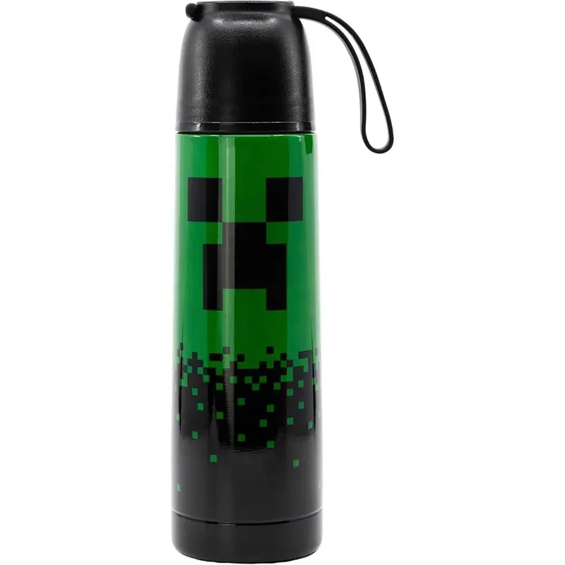 Termo de acero térmico Minecraft 495ml con vaso