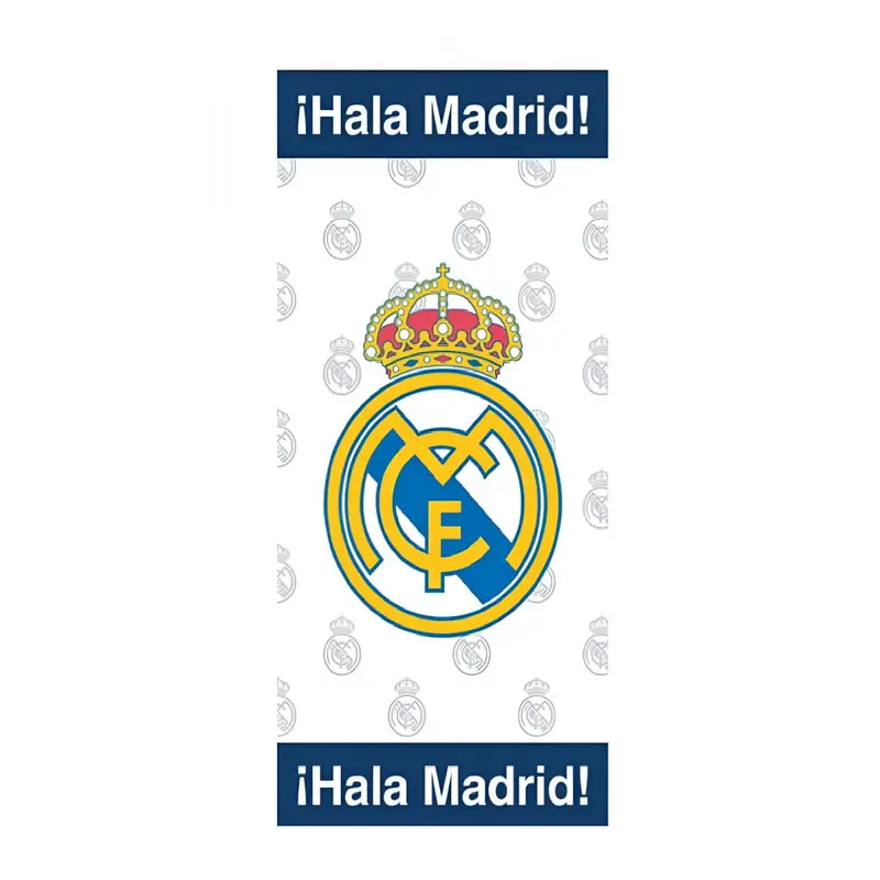 Toalla Playa Piscina infantil Real Madrid blanca Hala Madrid Oficial 70x140cm