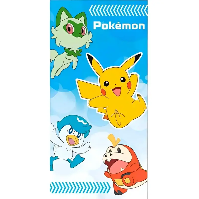 Toalla Playa Piscina Pokémon Pikachu Sprigatito Fuecoco Quaxly 70x140cm infantil de microfibra para niños