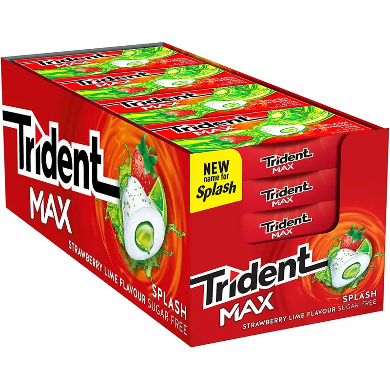 Trident max fresa lima- Chicles SIN AZUCAR - Caja 16 Unidades