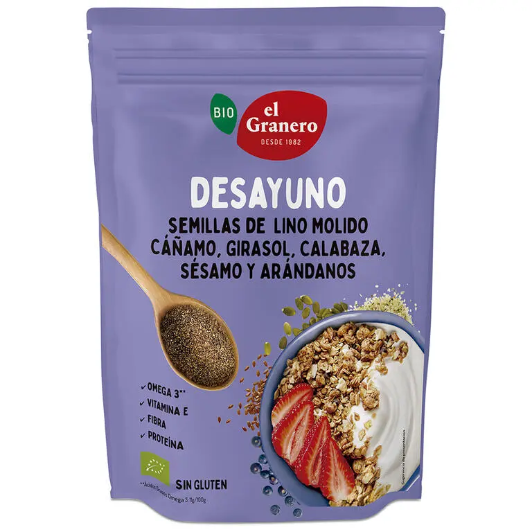 Vitaseeds Desayuno 5 Semillas con Arándanos BIO El Granero Integral 300 g | Energía y Fibra Natural