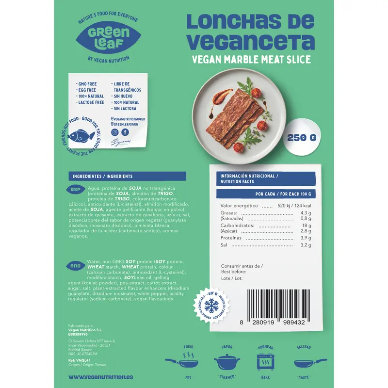 VN Green Leaf - Lonchas de Panceta Vegana