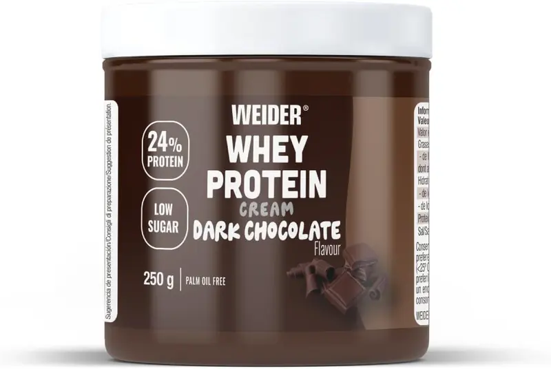 Weider Whey Protein Cream (250g) Sabor Chocolate Negro, Crema de untar con 24% de Proteínas, con Proteína de Suero de Leche, Sin Azúcar Añadido, Sin Aceite de Palma
